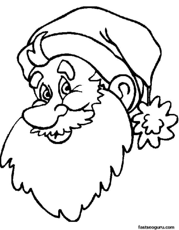 Print out of Christmas Santa face coloring